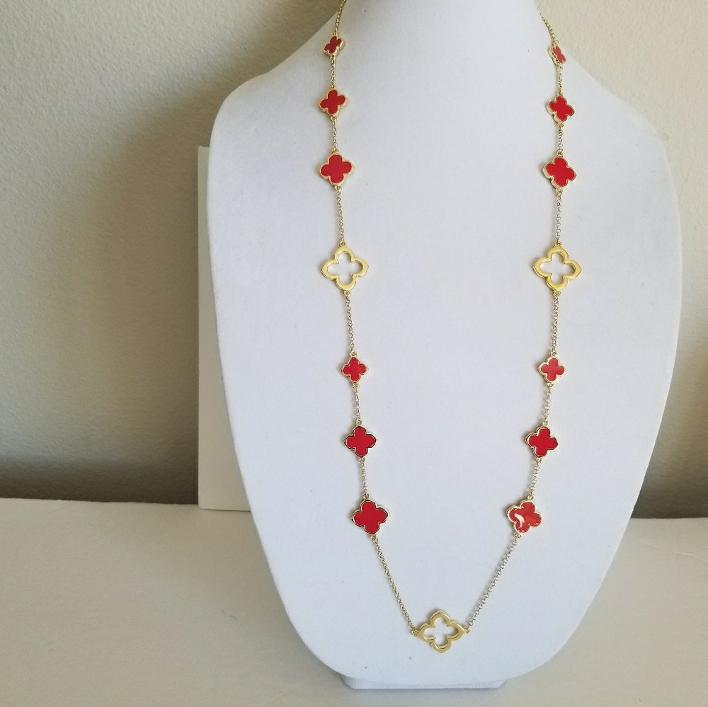 Brand new clover necklace, red four leaf clover - Picture 5 of 7